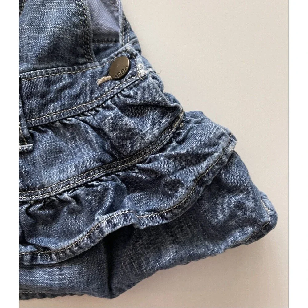Baby Gap Overall Denim Dress Girls 3-6 mos Ruffled Jean Blue - Picture 4 of 5